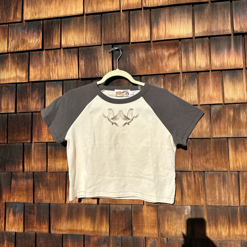 Casual Cream and Black Crop Top